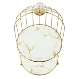 Présentoir à gâteaux et desserts – orné d'une superbe finition dorée et de délicates volutes blanches, ce présentoir apporte une touche raffinée et élégante à la présentation de vos gâteaux et desserts