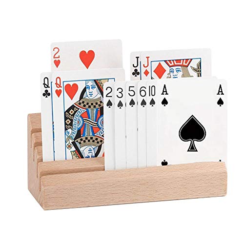 presentimer Spielkartenhalter 2er-Set - Holzkartenhalter Tragbare Spielkarten Stehen für Kinder Senioren Kartenspiele Standardgröße Cover