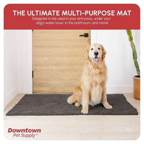 My Doggy Place Microfiber Dog Mat for Muddy Paws, 60" x 36" Ash - Non-Slip, Absorbent and Quick-Drying Dog Paw Cleaning Mat, Washer and Dryer Safe - X-Large/Runner
