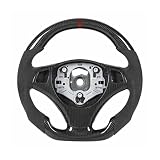 Volante de Coche Deportivo Volante De Fibra De Carbono De Gamuza con Raya Roja Apto para B-M-W 3 Series E90 E92 E93 M3 E82 E88 2006-2012 2013 Volante