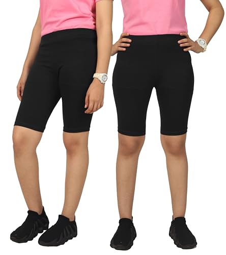 Image of KYDA Kids Girls's Stretchable Anti Bacterial Cycling Shorts, Yoga & Workout Gym Shorts (Pack of 2)