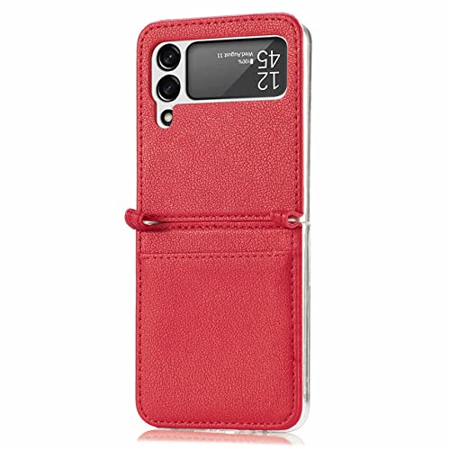 Étui en cuir premium rouge Samsung Galaxy Z Flip 4 avec porte-cartes
