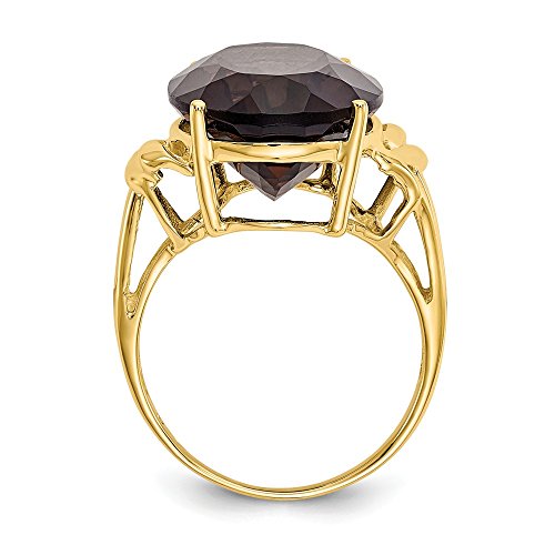 Solid 10k Yellow Gold Brown Smoky Quartz Engagement Ring2