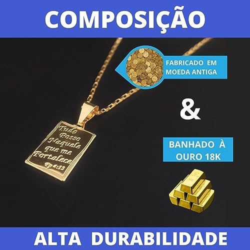 Corrente Cordão Masculino Com Pingente Tudo Posso Naquele Que Me Fortalece Cordao Colar Masculino Ba