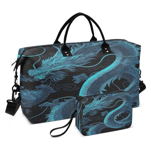 Sac de natation bleu serpent dragon pour le sport et les voyages des filles