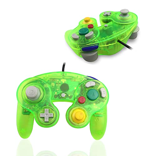 Image of Reiso Gamecube Controller, 2 Pack NGC Classic Wired Controller for Wii Game cube Console (Clear Purple and Green)