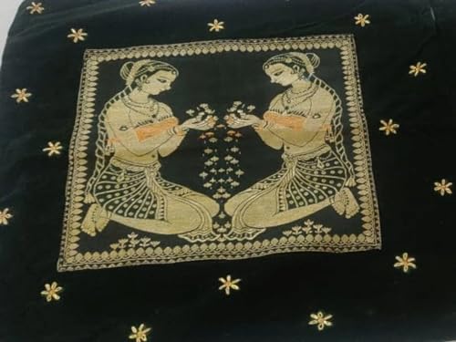 Housse de coussin velours soie vert noir pour rénover fauteuil