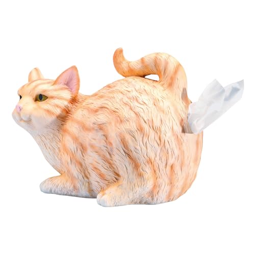 WHAT ON EARTH Cat Butt Tissue Holder - Orange Tabby Cat Square Tissue Box Cover- Cute Bathroom Accessories - Resin Tissue Dispenser