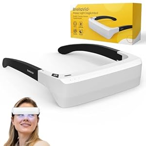 BrellaVio Daglichtbril, alternatief voor 10.000 lux daglichtlamp, draagbare lichttherapielamp tegen winterdepressie, uv-vrije LED-lichttherapiebril, SAD Light, gesimuleerd zonlicht