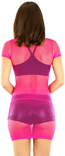 Image of ToBeInStyle Women's Stretch See Through Fishnet Novelty Mini Rave Party Dress