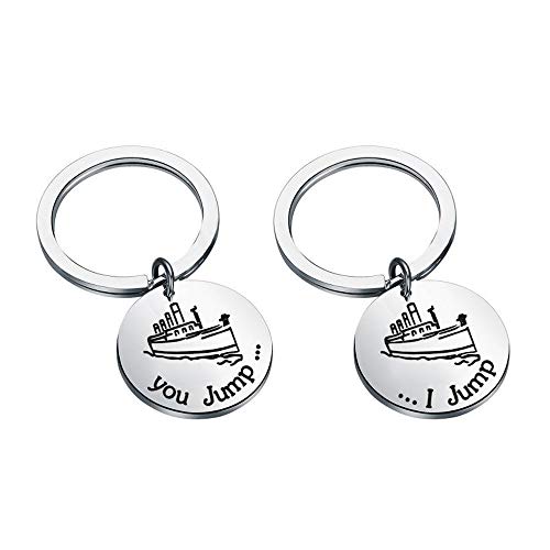 KUIYAI Movie Quote Keychain You Jump I Jump Keychain Set Jack and Rose Inspired Jewelry Valentine's Day Gift (You Jump I Jump)