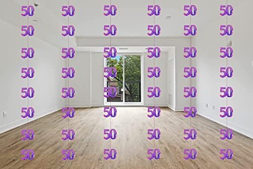 SHATCHI Age Hanging String 13th-90th Glitz Anniversary Birthday Metallic Shiny Foil Banner Party Door Wall Decorations Pack of 6, Black and Silver