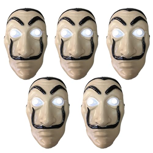 Carnavalife Máscara Dali casa de papel, Bank Robbery Mask, máscara de Halloween adulto e criança, tamanho único (5)