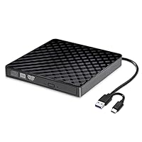 Externes CD DVD Laufwerk/Brenner USB 3.0 mit Type-C Tragbare CD DVD-/+RW Brenner und DVD/CD Lesegerät, Plug &amp; Play/niedriger Lärm, Slim Superdrive für Laptop, Desktop, Mac, MacBook, OS, Windows/Linux