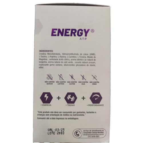 Energy ATP (Creatina, Hidroximetilbutirato de Cálcio, Aminoácidos) 30 Sachês de 10g