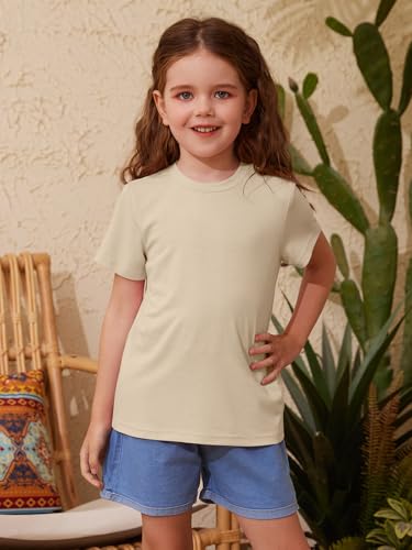 Image of ZDC Girls' Short Sleeve Shirts Kids Crewneck T-Shirts Summer Tops Basic Tees 5-14 Years