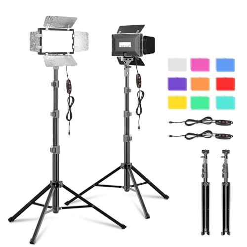 2 Pack LED Video Photography Lighting Kit with 54'' Tripod