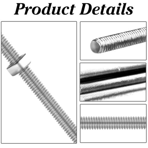 Pyqth TRS004 40 Pcs 8/32 Inch M4 Threaded Rod Sets Include 20 Pcs Screw Rod With 20 Pcs Metal Hex Nuts Stainless Steel Threads Studs Rods Fully Threaded Hex Nuts thumb #1