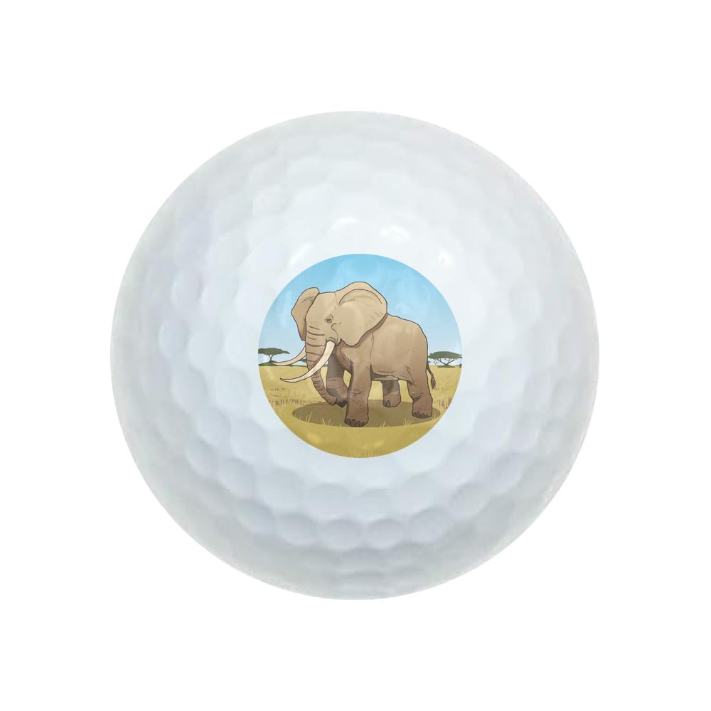 African Elephant Wilson Golf Balls 12 Pack, Regulation Size Full Color Premium Golf Balls