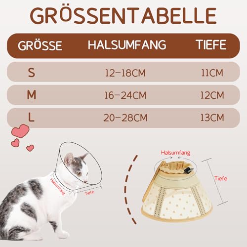 Supet weicher Katzenkegel-Halskragen,Luftgewebe-Katzen-Erholungskegel nach Operation um Lecken zu verhindern, einstellbar, atmungsaktiver Katzenhalskegel als Alternative für kleine Kätzchen und Katzen
