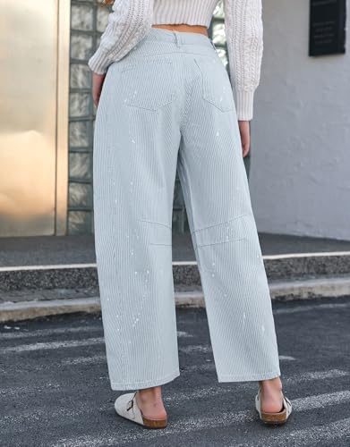 Kedera Women Stripe Barrel Jeans Casual Denim Jeans Loose Wide Leg Baggy Pants Mid Waist Boyfriend Jeans Y2k2