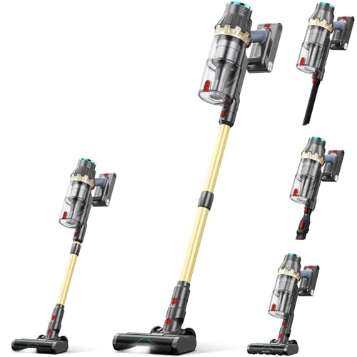 Linkifly Aspiradora sin Cable 45Kpa/550W, XT1 Aspiradora Escoba sin Cable Potente, 60 Min de Autonomía, Pantalla LED Inteligente, Cepillo Anti-Enredos, Adecuada para Suelos/Alfombras/Pelo de Mascotas