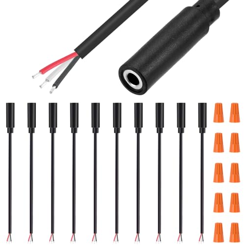 Cable de audio hembra de 3,5 mm a extremo abierto TRS DKARDU de 3 polos mono con tapas