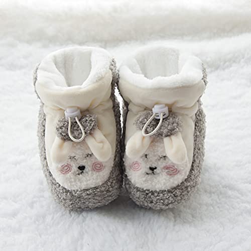 Baby Shoes Cotton Shoes Plus Velvet Thick Warm Soft Soled Shoes Cute Do Not Fall Before The Toddler Boots For Girls Grey #TOP6