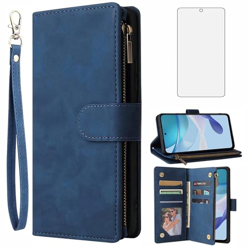 Motorola Moto G 5G 2023 Étui en cuir raffiné et verre de protection écran Asuwish