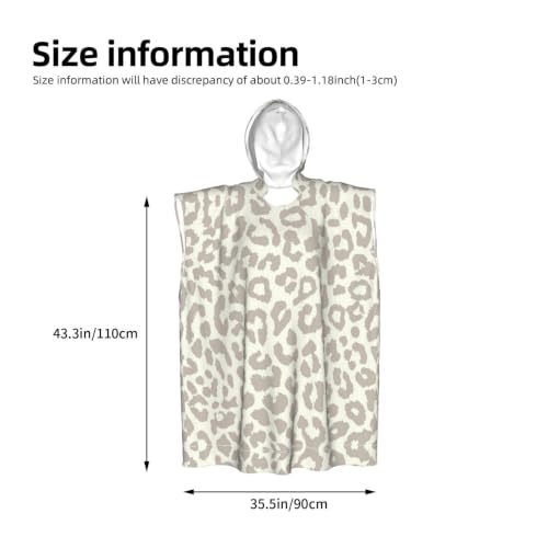 Poncho de surf microfibre marron imprimé léopard avec grande capuche - 4
