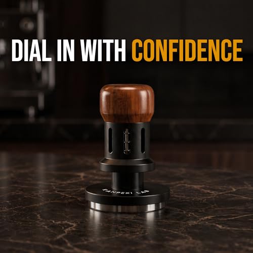Image of 58mm Espresso Tamper | Calibrated Self-Leveling Coffee Tamper with Audible Click, Spring-Loaded, 304SS Ripple Base & Walnut Handle | 58.35mm Precision Tamper for Standard 58mm Baskets | Kanpeki Lab