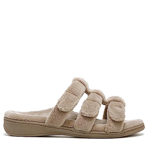 Image of Vionic Adjustable Open-Toe Slipper with Orthotic Arch Support Wheat - 9 Medium
