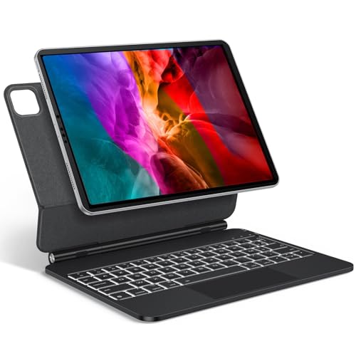 TECURS Etui ochronne na klawiaturę AZERTY do iPad Air 5 2022/Air 4 2020 10,9 cala z gładzikiem do iPada Pro 11 cali (4/3/2/1 generacji) z magnetycznym wzornictwem (francuska klawiatura czarna (Azerty