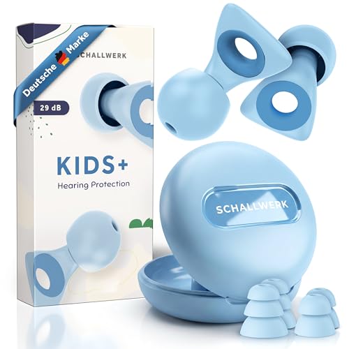 Schallwerk ® Kids+ Gehörschutz Ohrstöpsel Kinder – Weiche & wiederverwendbare Ohrstöpsel bei Lärmempfindlichkeit, Konzentration & Reisen