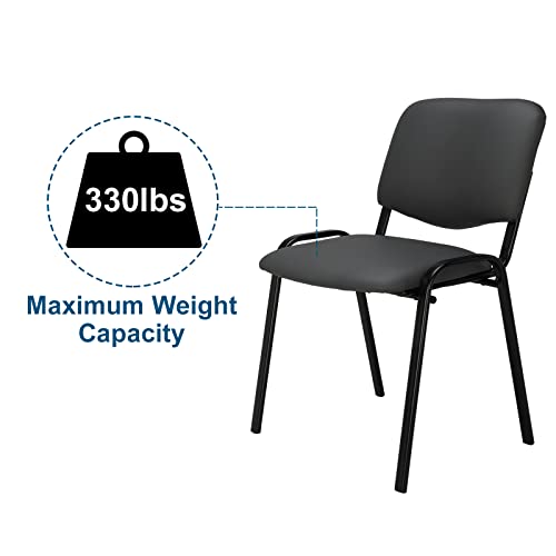 Image of VINGLI Grey Waiting Room Chairs - 10-Pack PU Stackable Chairs Set for Conference Rooms, Offices & Lobbies, Simple & Space-Saving
