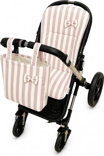 Colchoneta Carrito Bebé Universal 36x77 cm para Silla de Paseo + Bolsa – Funda Acolchada Algodón Transpirable Antideslizante, Colchoneta Verano Carro Bebé