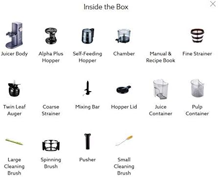 Hurom H-AI-LBB20 H-AI Slow Juicer components diagram