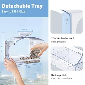 Large Window Bird Feeders Outside with 2 Non-Marking Self-Adhesive Hooks - Wild Bird Watching Outdoor Transparent - Unique Gifts for Garden Yard Elderly Viewing(with a Brush, Easy to Clean) Large Window Bird Feeders Outside with 2 Non Marking Self Adhesive Hooks Wild Bird Watching Outdoor Transparent Unique Gifts for Garden Yard Elderly Viewingwith a Brush Easy to Clean