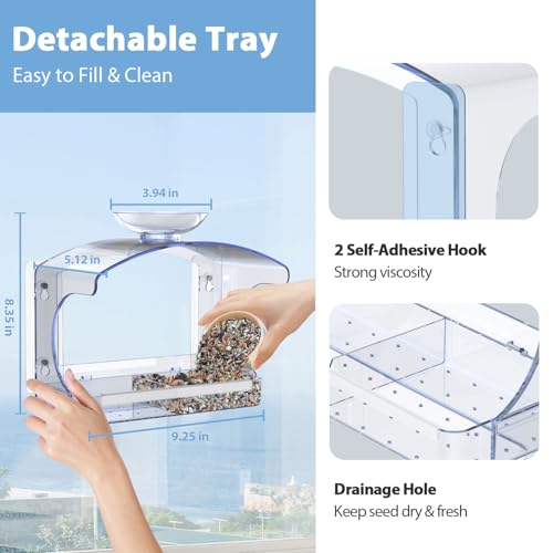 Large-Window-Bird-Feeders-Outside-with-2-Non-Marking-Self-Adhesive-Hooks-Wild-Bird-Watching-Outdoor-Transparent-Unique-Gifts-for-Garden-Yard-Elderly-Viewingwith-a-Brush-Easy-to-Clean Large Window Bird Feeders Outside with 2 Non Marking Self Adhesive Hooks Wild Bird Watching Outdoor Transparent Unique Gifts for Garden Yard Elderly Viewingwith a Brush Easy to Clean