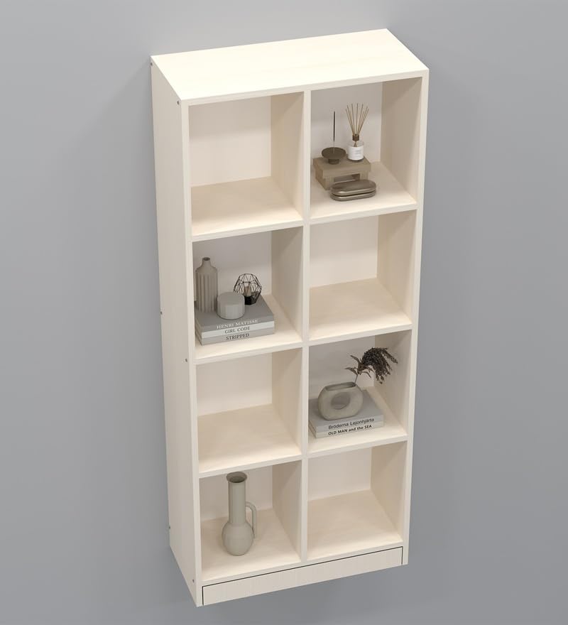 Image of SPECIALITY PANELS 8 Cube Bookshelf with Open Shelves, White, 73x176 cm, Carpenter Assembly Provided