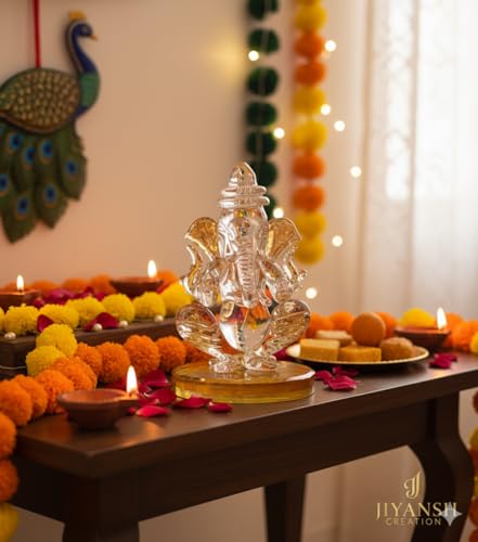 Image of Ganesha Idol for Car Dashboard Cute Ganesh Idol for Car Dashboard | Ganesh Ji | Ganpati Bappa | Ganesh Ji Ki Murti. (Crystal Ganesha)