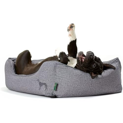 HUNTER Hundesofa BOSTON, gemütliches Hundebett mit Wendekissen, klassisches Design, weiches Kuschelsofa waschbar, rutschfest, Farbe: grau, Größe: S