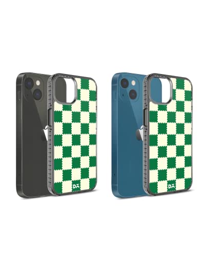 Image of DailyObjects Case for iPhone 14 Compatible with Mag-Safe Wireless Charging, Stride 2.0 Green Checkerboard Slim Shockproof Back Cover with Inner Magnetic Ring