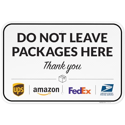 Image of Package Delivery Sign, Delivery Instructions Do Not Leave Package Here Sign, 12x18 Inches, 3M EGP Reflective .063 Aluminum, Fade Resistant, Made in USA by Sigo Signs