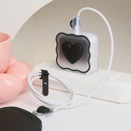 Image of FACTOTECH Case for MacBook & iPad Charger, 29w 30w 35w Charger Case, Travel Cord Organizer, Accessories (for Apple 29w 30w 35w Adapter)-Black Heart