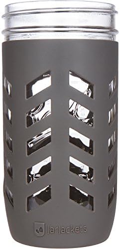 JarJackets Silicone Mason Jar Protector Sleeve - Fits Ball, Kerr 24oz (1.5 pint) Wide-Mouth Jars | Package of 4 (Charcoal)