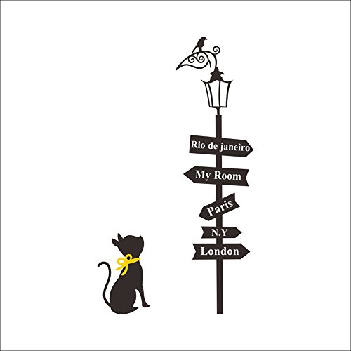 Diseño de gatos Winstory Lovely Lámpara de diseño de menores de Street pegatinas decorativas para pared para el hogar decoración diseño con texto en inglés