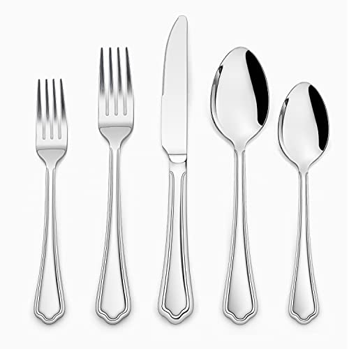 60 Pieces Silverware Cutlery Set for 12 HaWare Sturdy Stainless Steel Flatware Eating Utensils Classic Elegant Design for HomeHotel Dishwasher SafeScalloped Edges