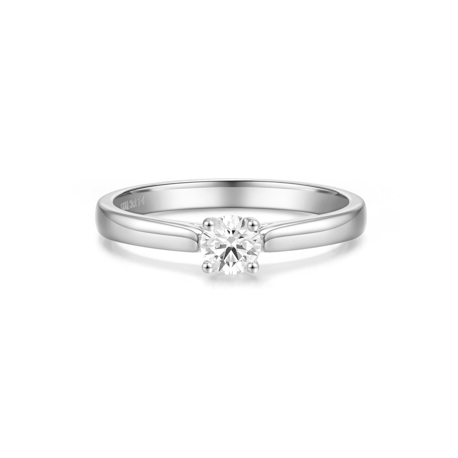 AGVANA Lab Grown Diamond 4 Prong Solitaire Ring Sterling Silver