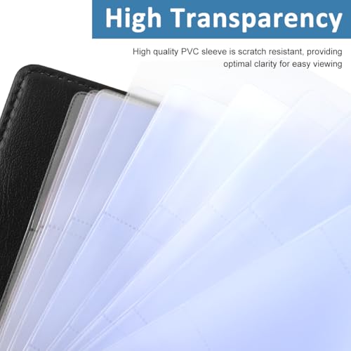 Image of Climberty Business Cards Holder 150 Pockets PU Leather Cover Travel Business Card Holder Fit for 3.5x2.3 in Cards Semi Transparent Pockets Versatile for Credit and ID Card